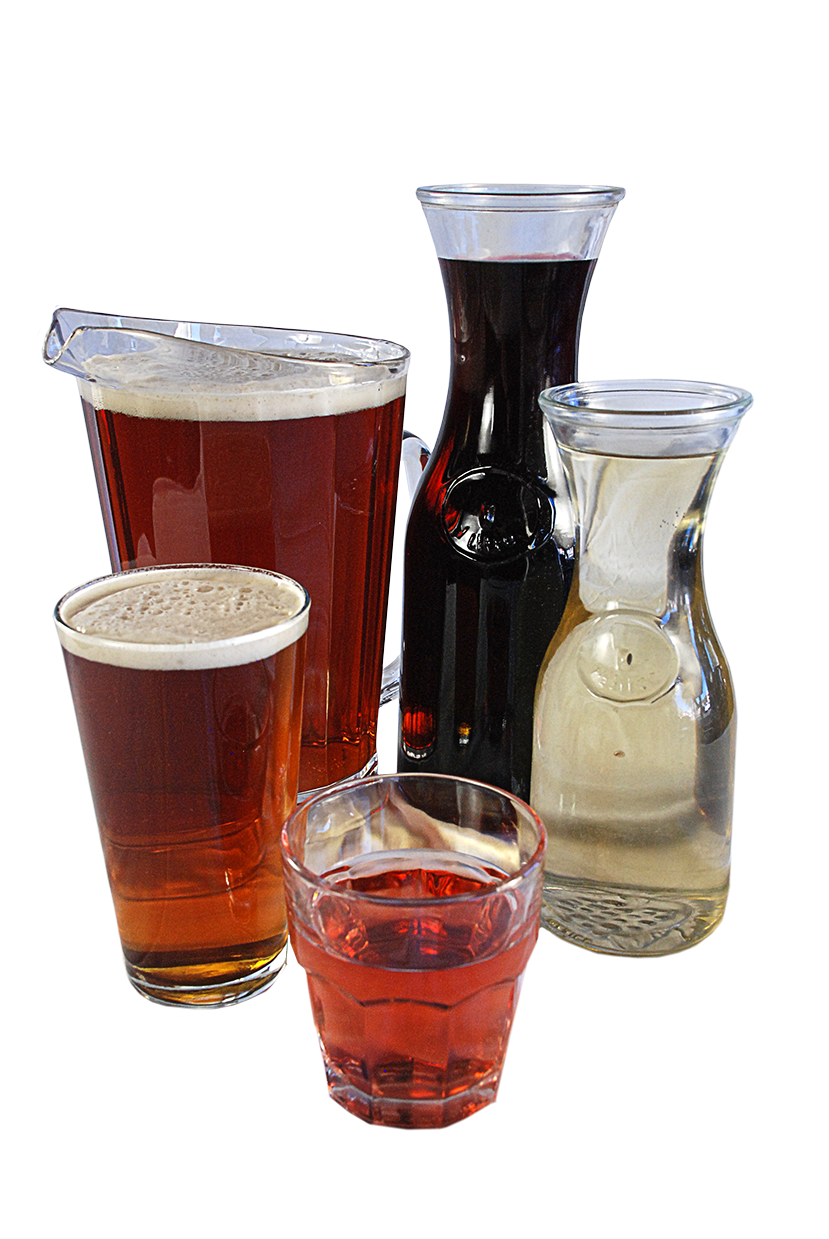 A carafe of Wine and a pitcher of Beer